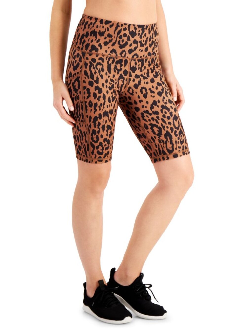 Ideology Womens Activewear Animal-Print High-Rise Bike Shorts